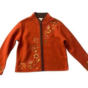 Carson 100% wool embroidered cardigan S/M